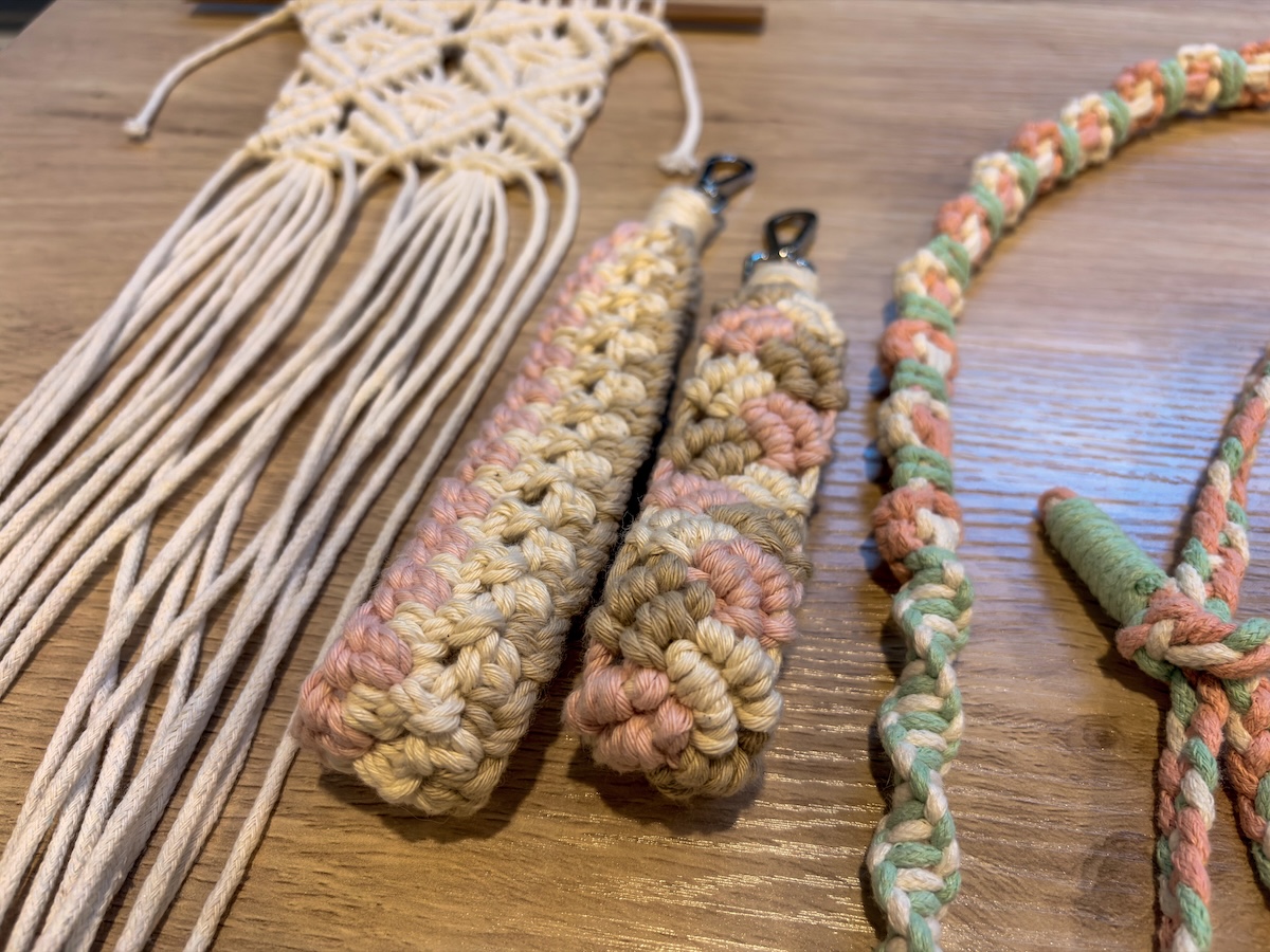 Handmade macrame straps and keychains collection